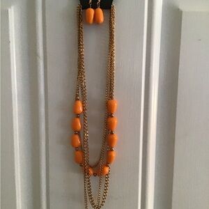 Paparazzi Bold Orange and Gold Necklace Set